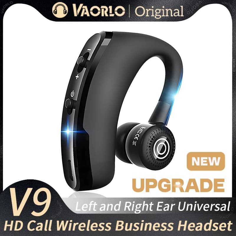 VAORLO V9 Auricolare Bluetooth Sport Driver Cuffie senza fili per auto con microfono HD Chiamate in vivavoce Cuffie stereo Muics Business V8