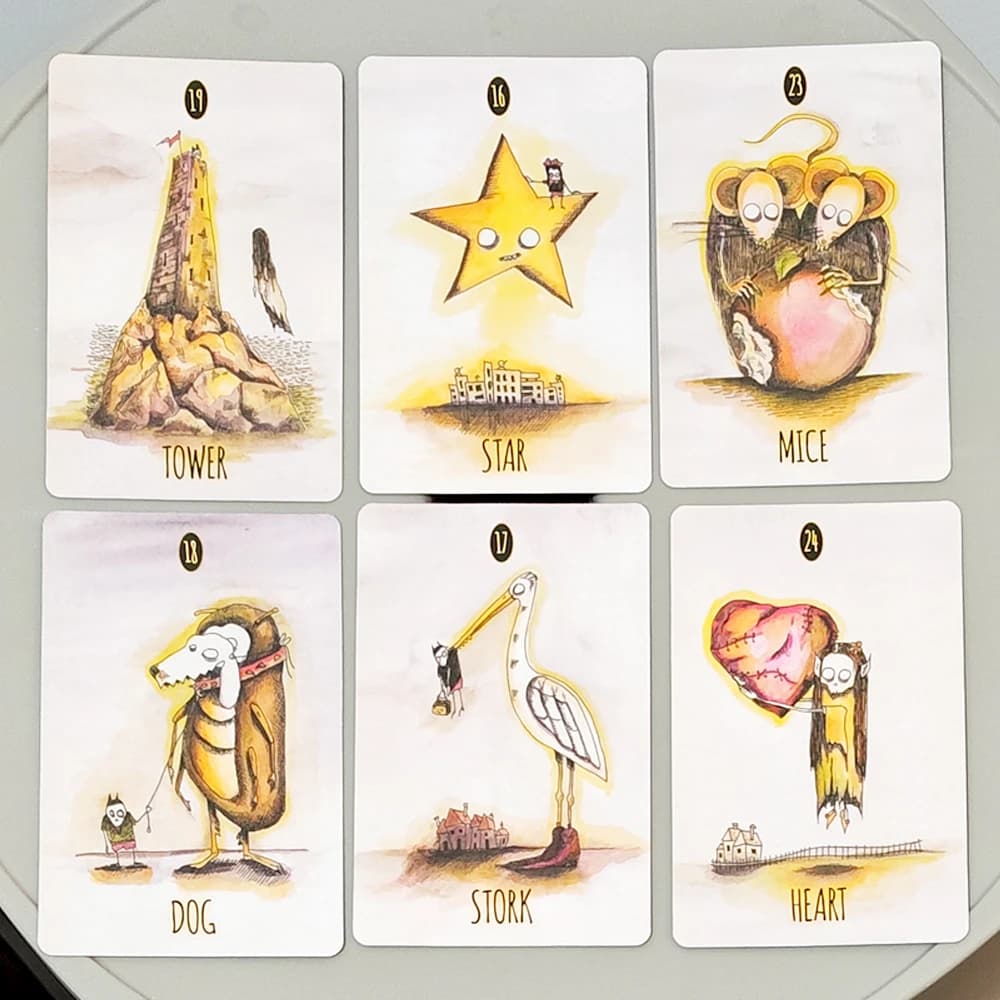 Shadowland Lenormand a doppia incisione 9*6 cm: Un viaggio di 36 carte verso le ombre e la luce | Mazzo di Carte Gotico Unico con Effetto Inchiostro e Acquerello