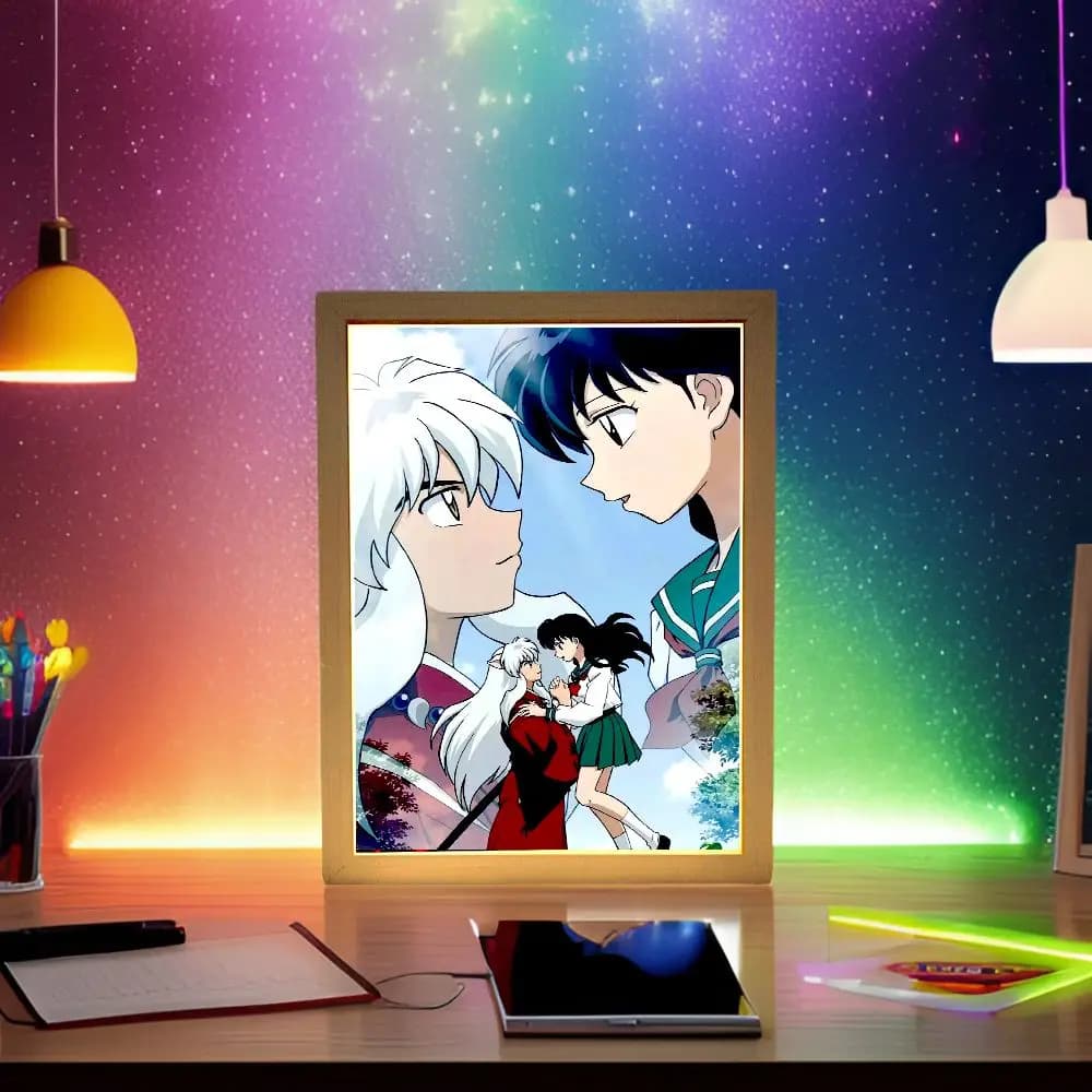 Anime Figure Light Painting Frame Inuyasha Action Figures LED Table lamps Wall decoration Camera Night lights Gifts Atmospheric lamp