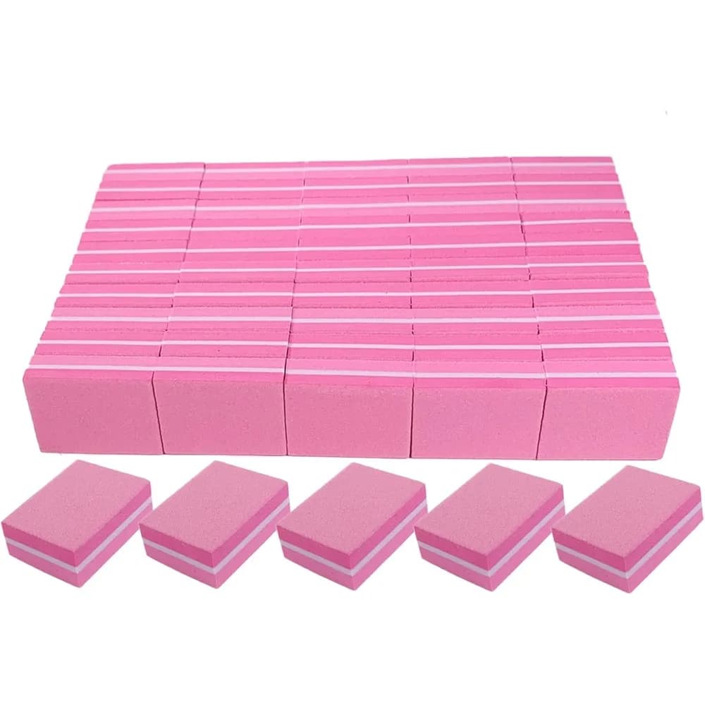 Mini nail file with swab block for acrylic nails and natural nails, nail pad block for nail polishing