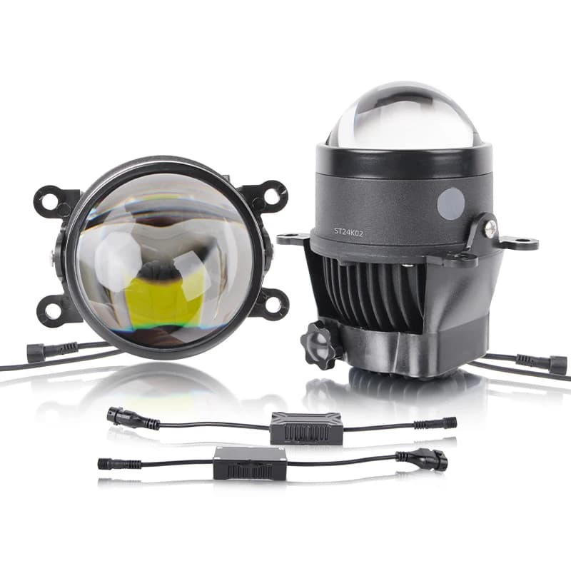 Fendinebbia bi-led universali 3.0 Lente HD Luce bianca luce gialla 12V Fendinebbia LED per auto Lente per proiettore impermeabile IP68