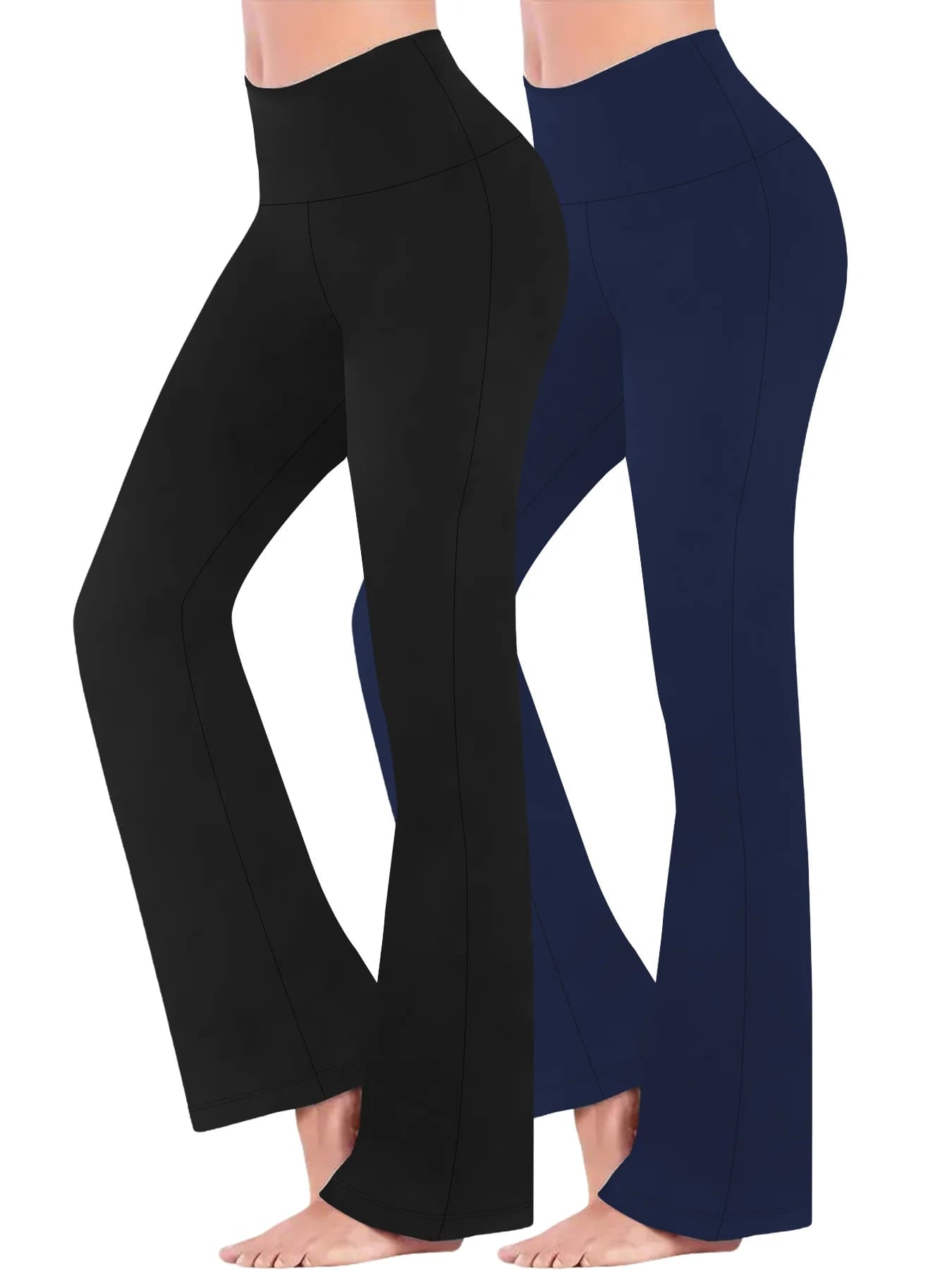Pack of 2 high waisted pants super soft women's strong sizes, leggings with belly control and soft bell trousers