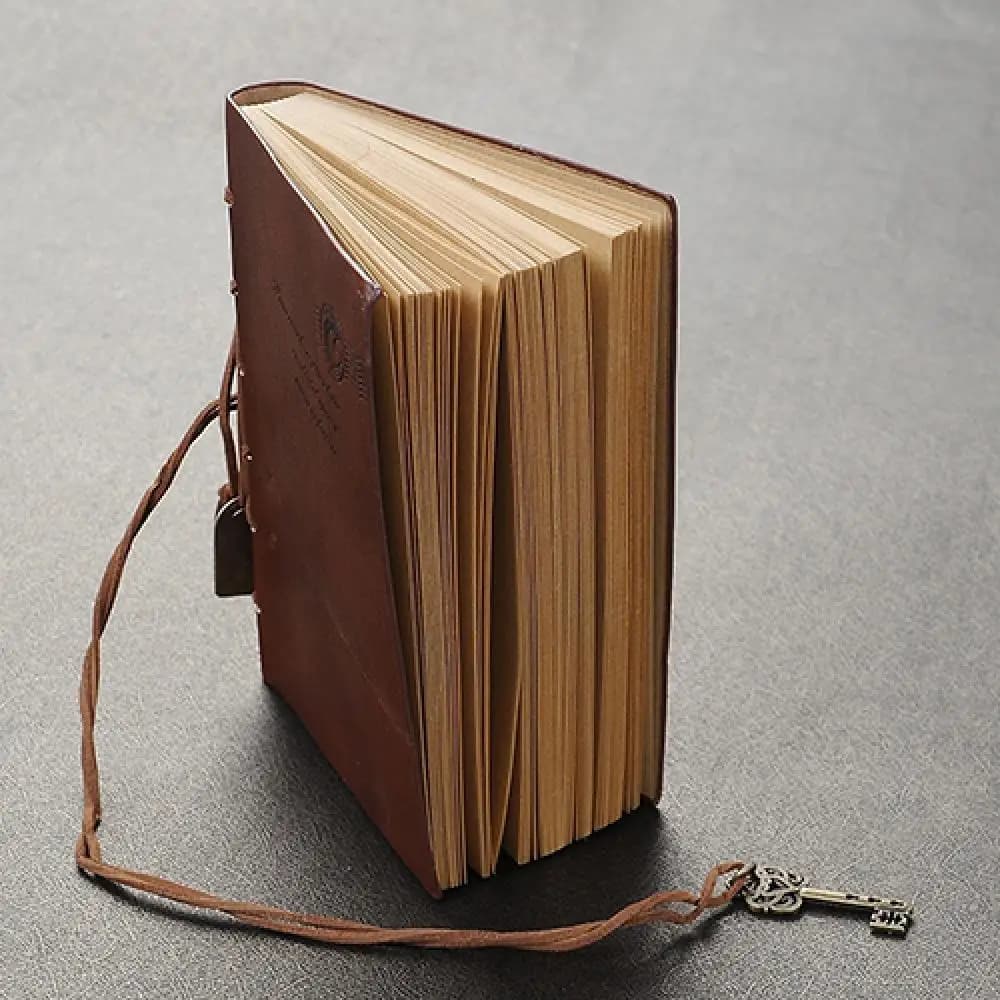Notebook Vintage Style Key Decor Faux Leather Cover Blank Diary Journal Agenda