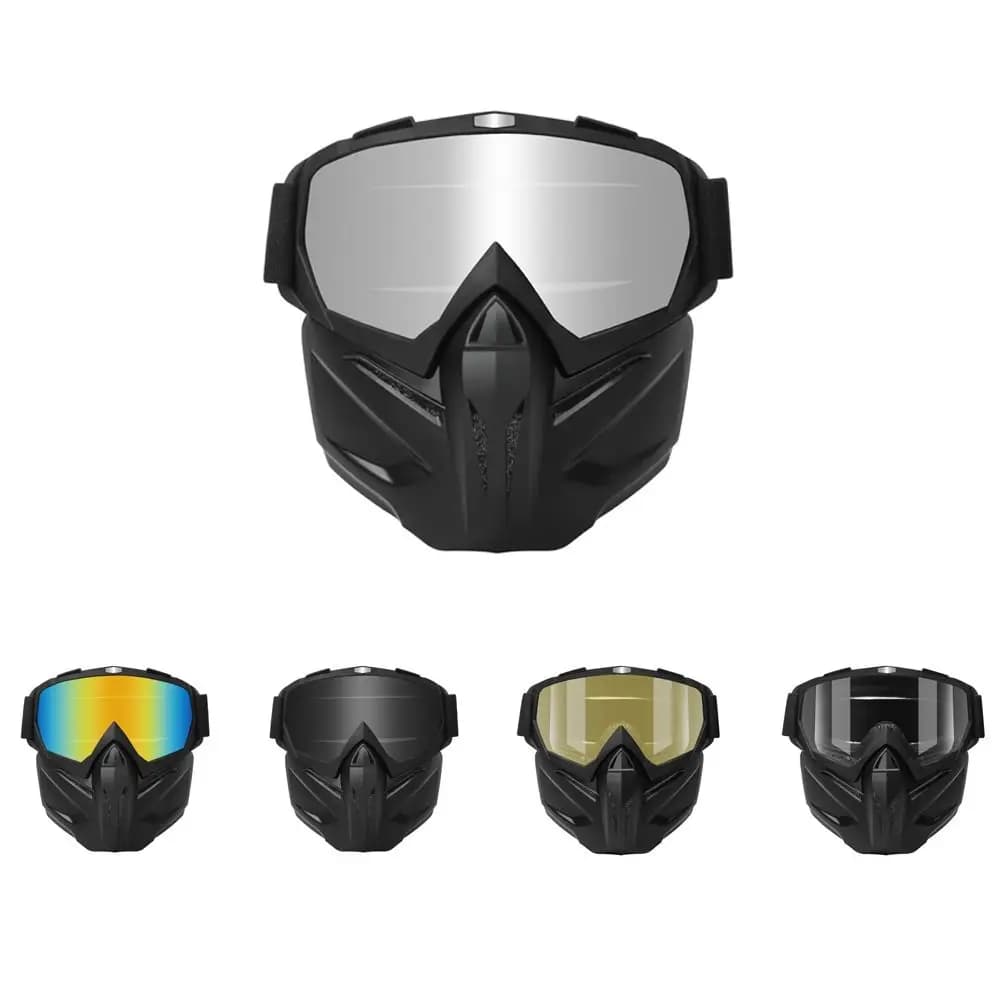 Maschera da equitazione multicolore Occhiali da sci rimovibili resistenti alla polvere Fascia regolabile Occhiali da sole da motocross resistenti agli urti Unisex