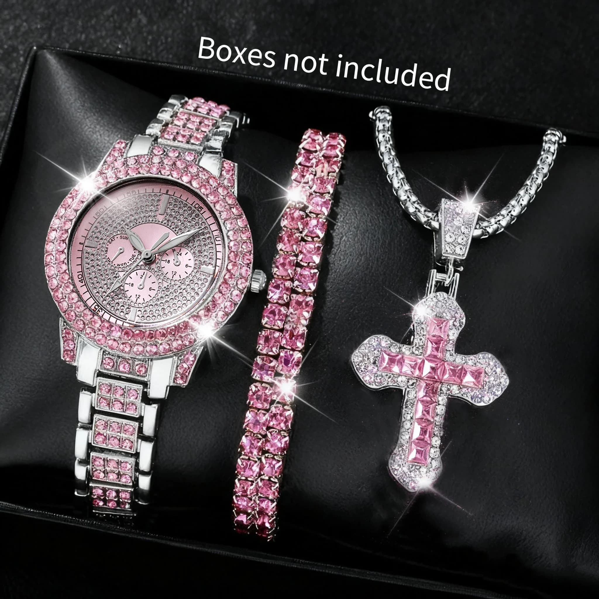 Fashion Quartz Watch Set Spring 2026 for Men and Women, Simple and Trendy Double Strand Bracelet with Cross