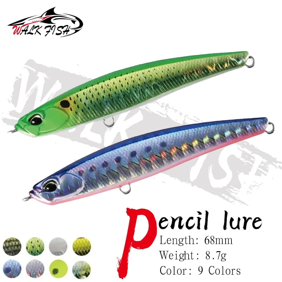 WALK FISH 68mm 8.7g Pencil Fishing Lure Stickbait Pesca Fishing Tackle Saltwater Bass Lipless Minnow Hard Fake Bait Fresh Water