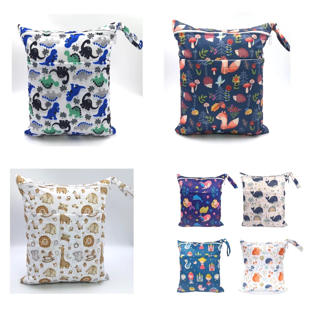 New model waterproof and moisture resistant diaper bags with double zipper design bag for baby bag with dry and wet separation