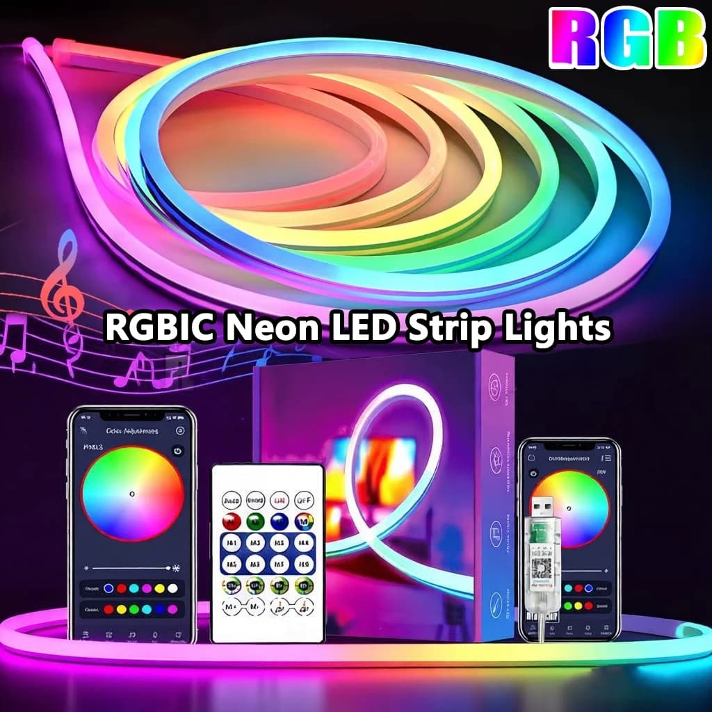 Striscia Luminosa al Neon RGB 5V 1M 2M 3M 5M USB Impermeabile Flessibile con Telecomando Bluetooth per Decorazione Casa