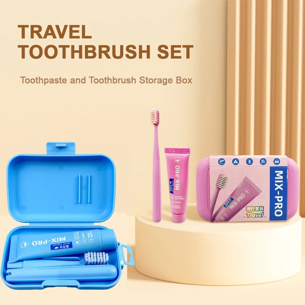 Spazzolino da denti pieghevole da viaggio portatile per adulti con dentifricio, scatola di immagazzinaggio per set di spazzole per la pulizia dei spazzolini per la famiglia con testina piccola