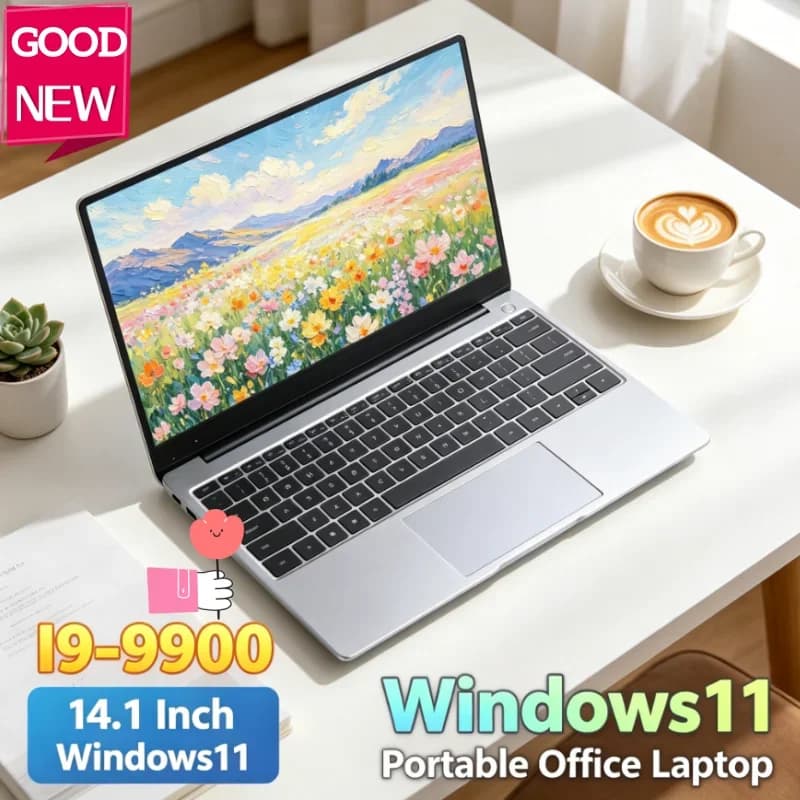 Laptop Portatile Intel Core I9-9900 Nuovo 14.1 Pollici 32GB 2TB PC Gaming Ultra Sottile Windows 11 Pro 1920*1080 HD Computer per Ufficio e Studio