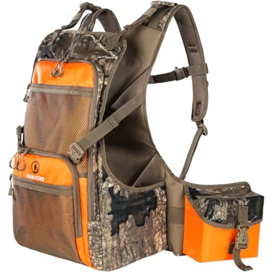 Gilet da Caccia Upland - Gilet Mimetico Arancione Resistente con Tasche Multiple, Vestibilità Regolabile, per Caccia agli Uccelli, da Uomo