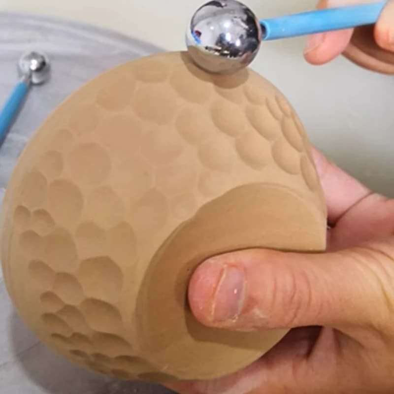4 pezzi 8-headSoft Pottery Penna per rientranza in acciaio inossidabile Asta a sfera Penna a sfera in acciaio Argilla Strumenti in ceramica fatti a mano fai-da-te
