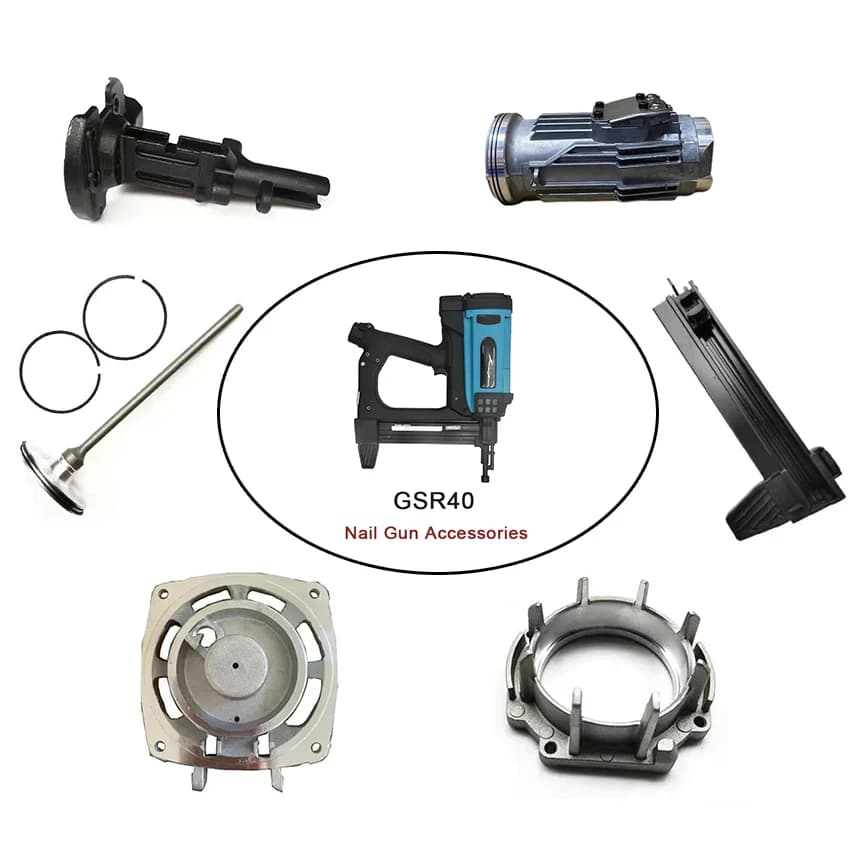 Accessori per pistola sparachiodi a Gas GSR40 cucitrice elettrica a Gas Clip chiodatrice ad aria cilindro pistola sparachiodi museruola proiettili perni parti di utensili pneumatici