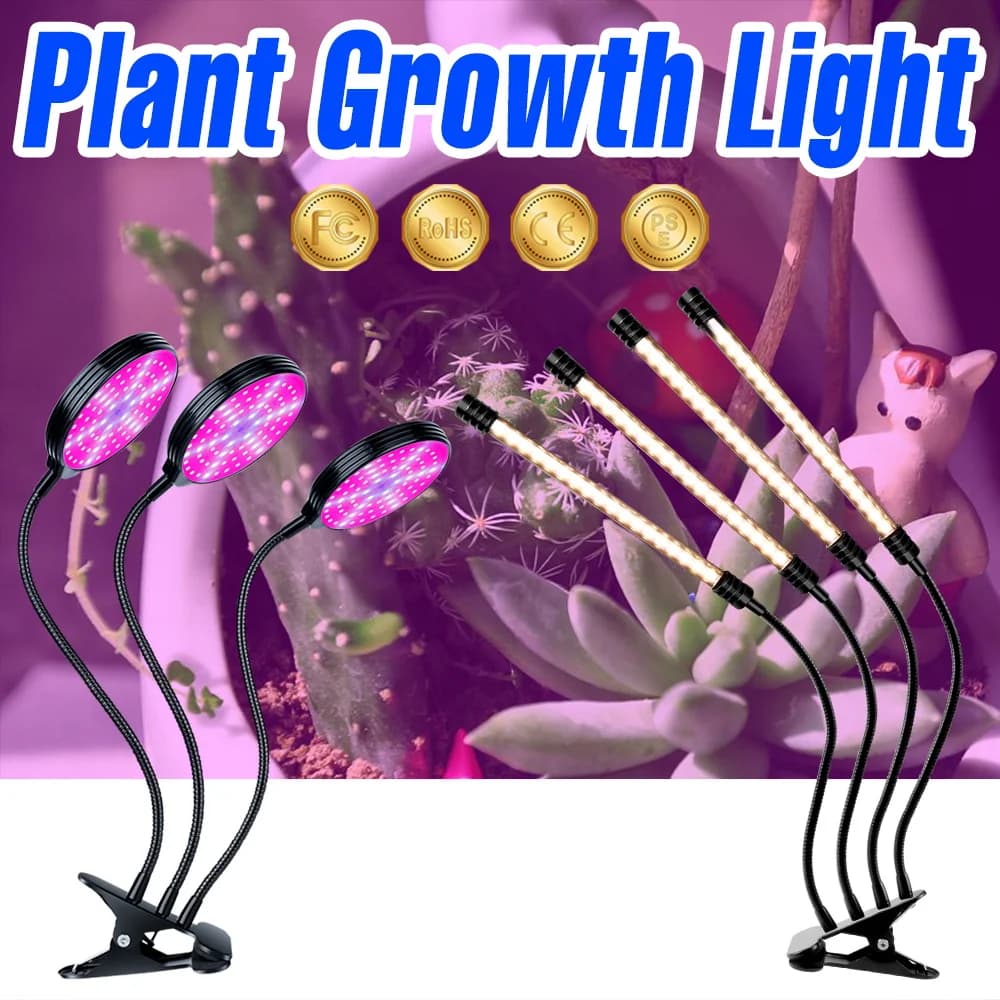 LED Lamp for Cultivation Plants USB 5V Complete Specter for Indoor Vegetables Flowers in Vase Seed Cultivation Lamp with Dimmable Timer Automatic Switching on/off