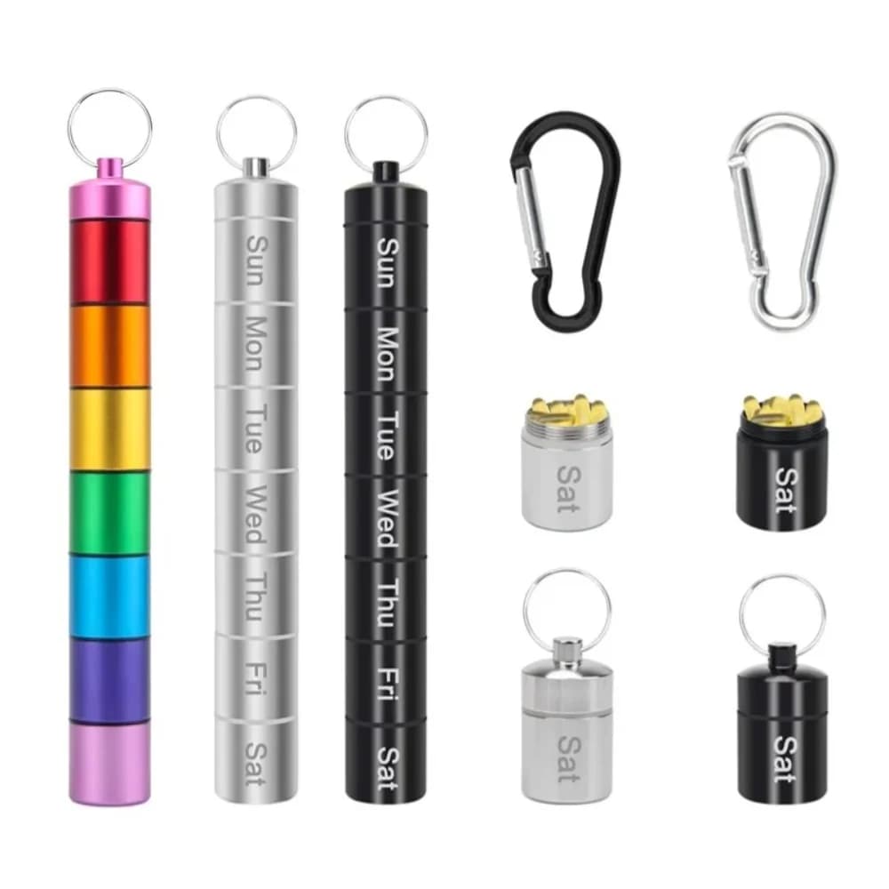 New Waterproof 7 Days Waterproof Sealed Aluminum Portable Pills Container 7 Days Tablet Organizer for Travel Medicines Vitamins Fish Oils