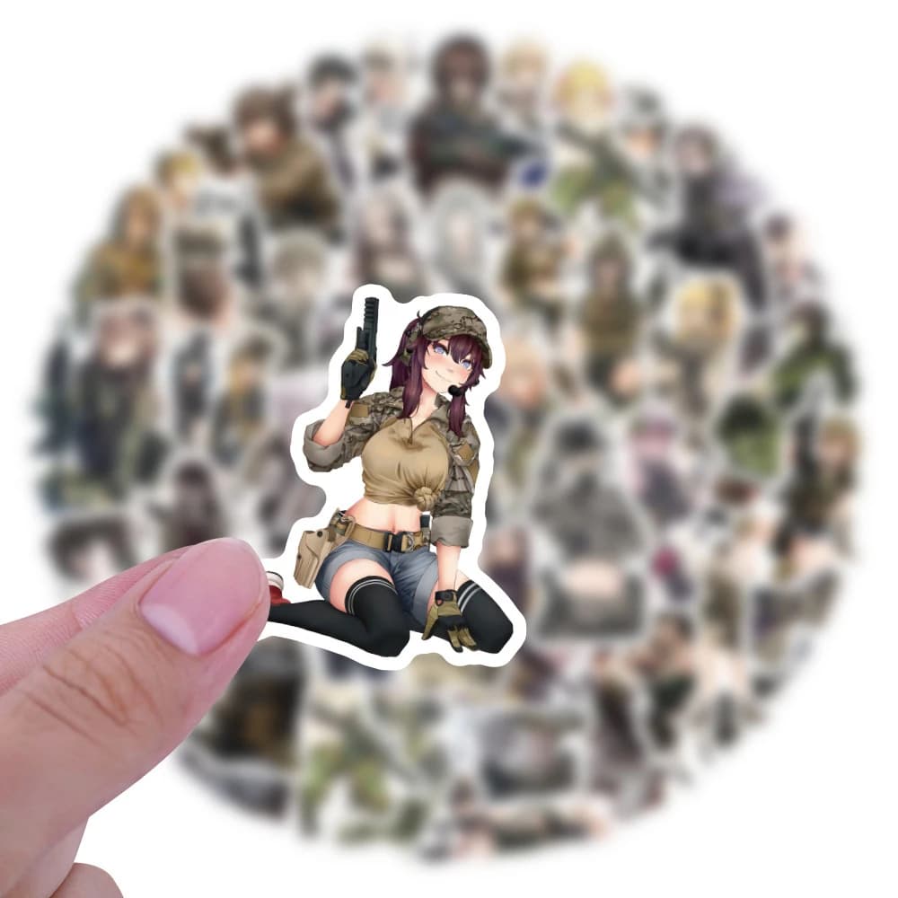 10/30/60pcs Anime Militare Camouflage Uniforme Ragazza Adesivi per I Bambini Giocattolo FAI DA TE Bagagli Scrapbook Del Computer Portatile Del Telefono Fresco Del Fumetto adesivo