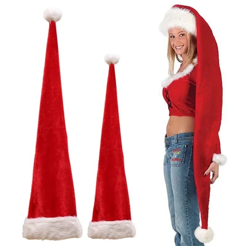 Cappello da Babbo Natale di Natale super lungo esteso Bambini Adulti Berretto di Natale di Natale Regali Festival di Capodanno Forniture per feste Puntelli