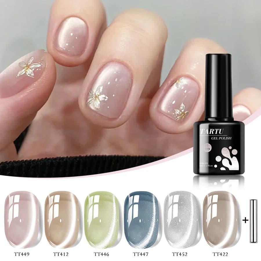 TARTU 6 pezzi 8 ml Nude Rosa Rosso Blu Verde Marrone Nero Set gel per unghie Cat Eye, kit smalto gel semipermanente a 6 colori, Soak Off Uñas