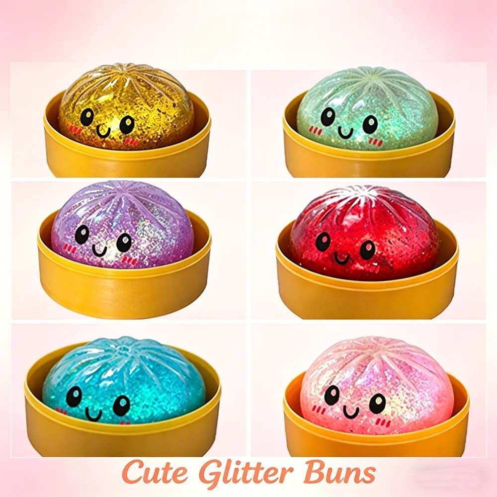 Squishy Antistress Colorati a Forma di Raviolo, Giocattoli Sensoriali, Simulazione Cibo, Squishy a Forma di Panino con Vapore, Pallina Spremibile a Forma di Impasto