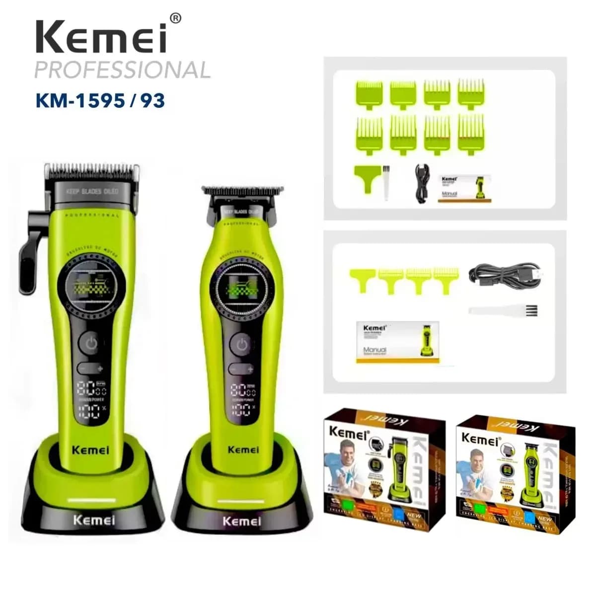 Kemei 1593 1595 Tagliacapelli Barbiere professionale Tagliacapelli F1 -Super Motore Motore Brushless esterno Macchina per tagliare i capelli
