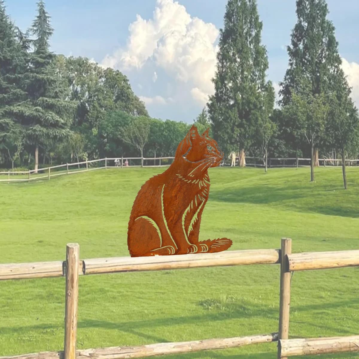 Decorazione superiore a colonna per recinzione per gatti in ferro da 1 pezzo, modello di gatto in metallo, statua da giardino, statua di gatto con silhouette simulata, decorazione superiore a colonna, giardino, recinzione, decorazione per pali da giardino