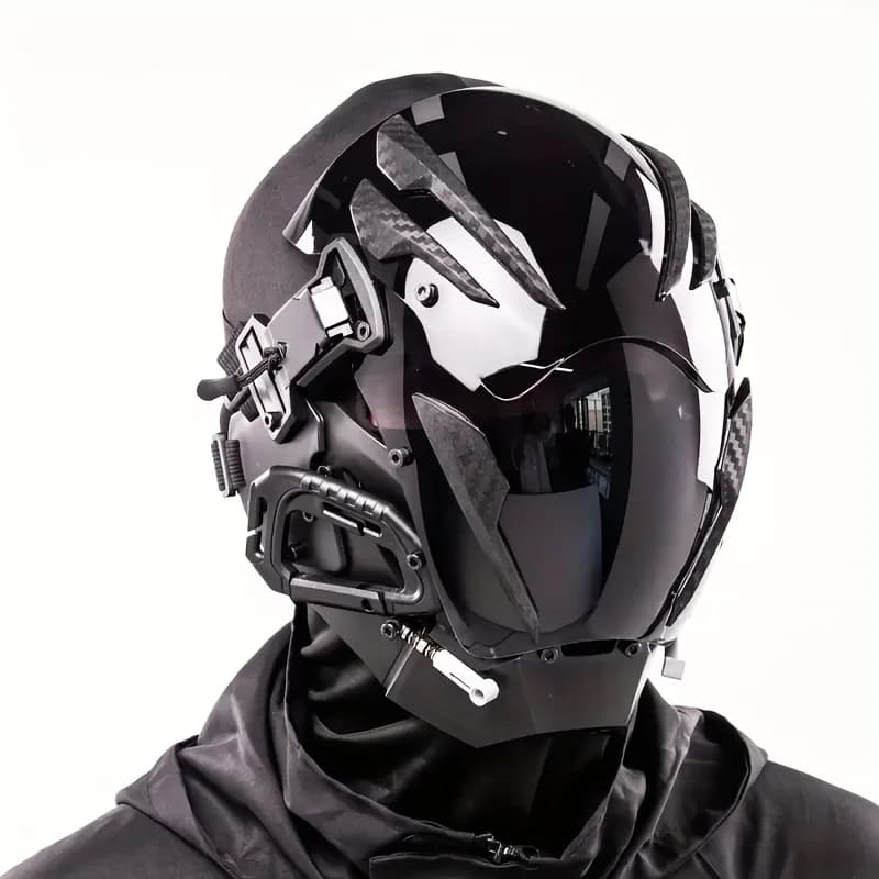 Maschera Futuristica Cyberpunk, Accessori Premium per Travestimenti con Design Unico, Oggetti di Scena per Foto e Cosplay