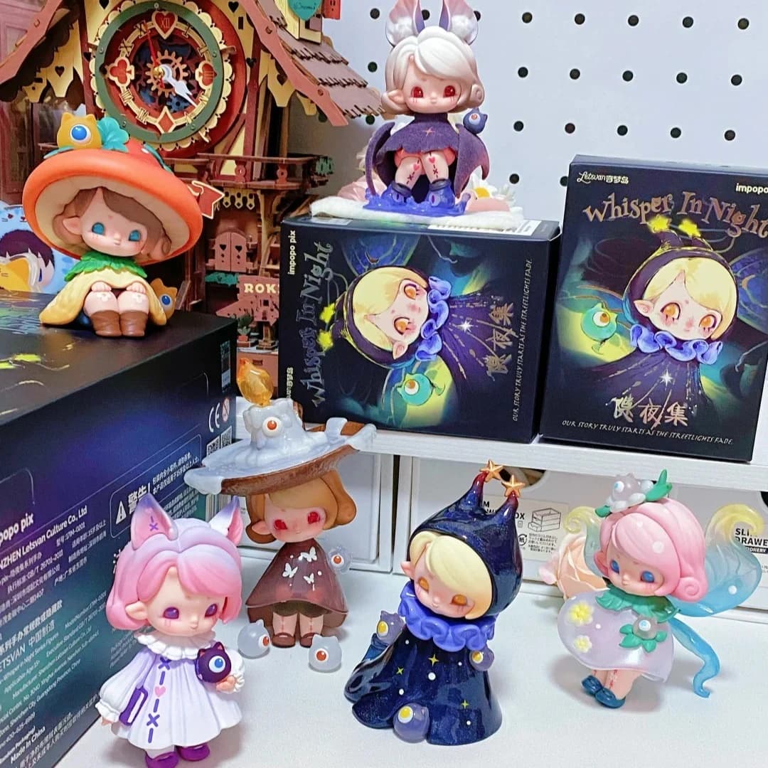 Impopo Pix Whisper In Night Series Blind Box Kawaii Impopo Pix Anime Doll Mystery Box Action Figure Borsa a sorpresa Giocattolo da collezione
