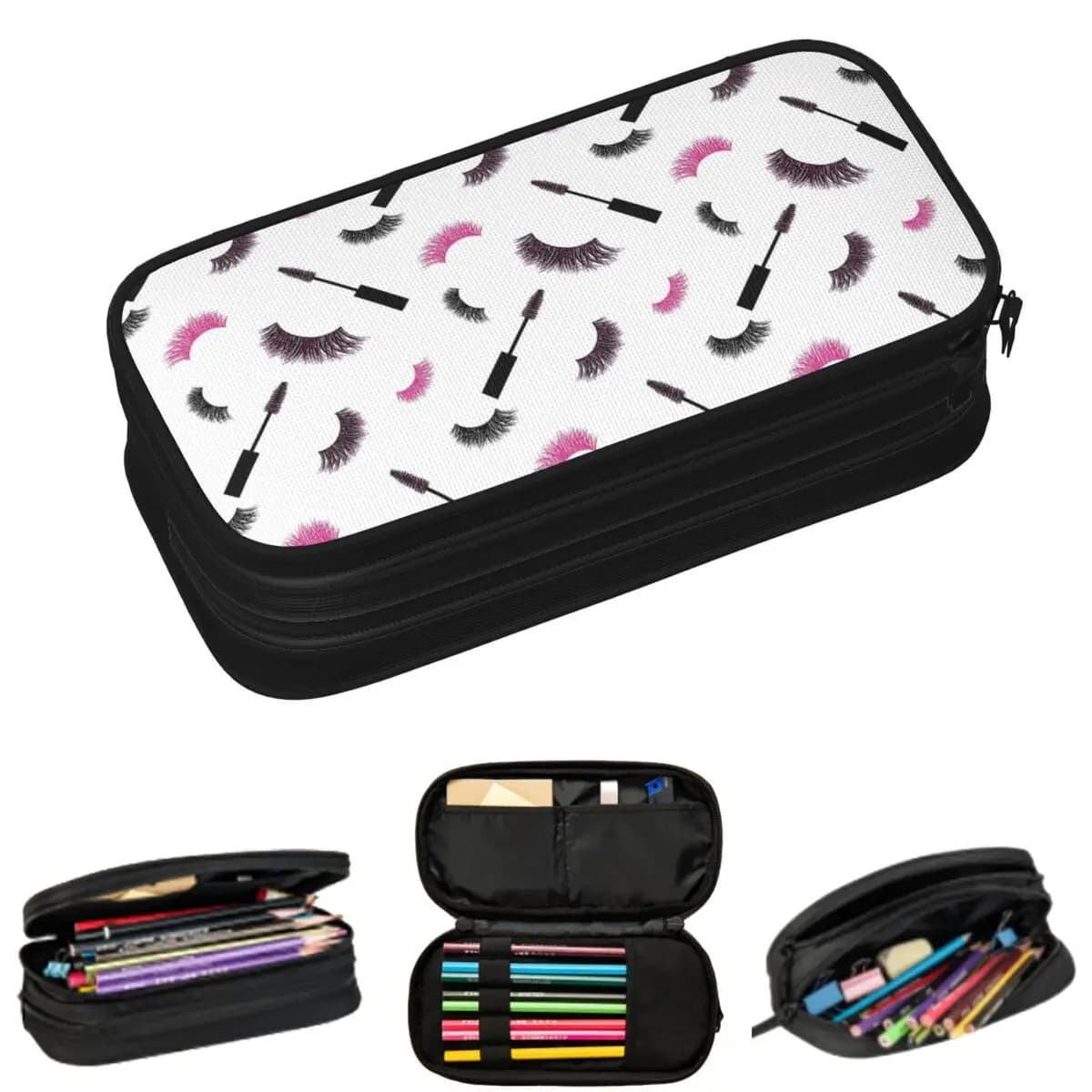 Astucci per matite con motivo glitter rosa, per studenti, astuccio per penne, astuccio per matite di grande capacità
