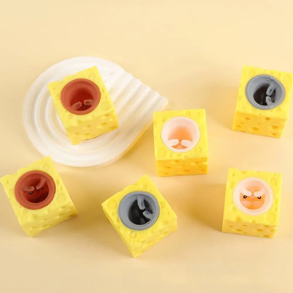 Giocattoli Antistress a Forma di Formaggio, Topo, Coniglio, Rana, Giocattoli da Spremere per Ansia, ADHD, Stress, Regali per Feste di Compleanno per Bambini e Adulti