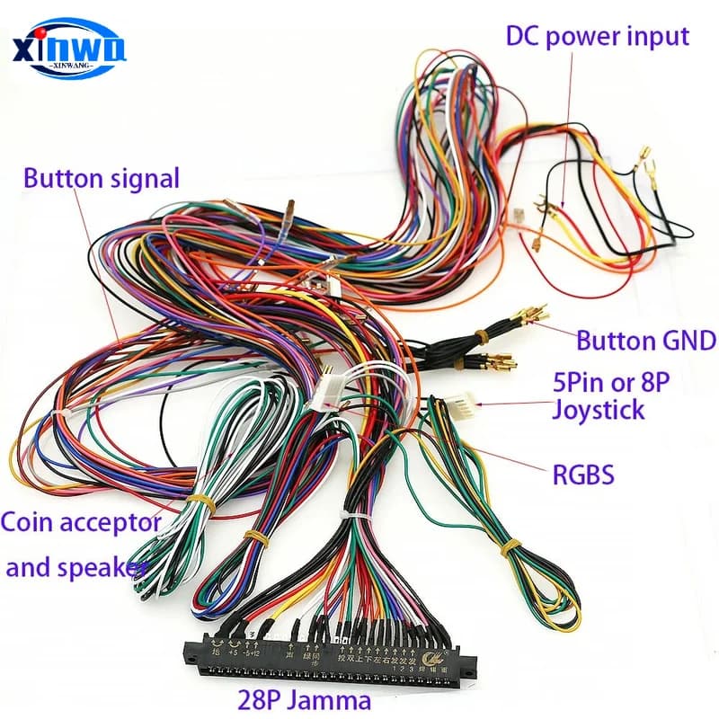 28 Pin Connettore Jamma Telaio Cablaggio Per Arcade Box Gioco Da Tavolo Joystick Pulsante Neo Geo Cabinet Moneta Video Interfaccia Telaio