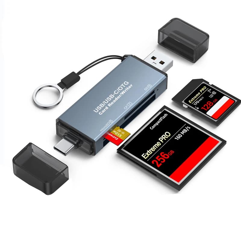 Lettore di schede Micro SD TF CF a 5 porte combinato OTG tipo C USB HUB Splitter telefono portatile fotocamera reflex scheda di memoria scrittura estensione multipla