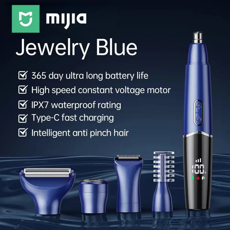 Mijia New Electric Hair Cutter for Naso Portable 5 in 1 Multifunction for Men IPX5 Waterproof with Digital Display