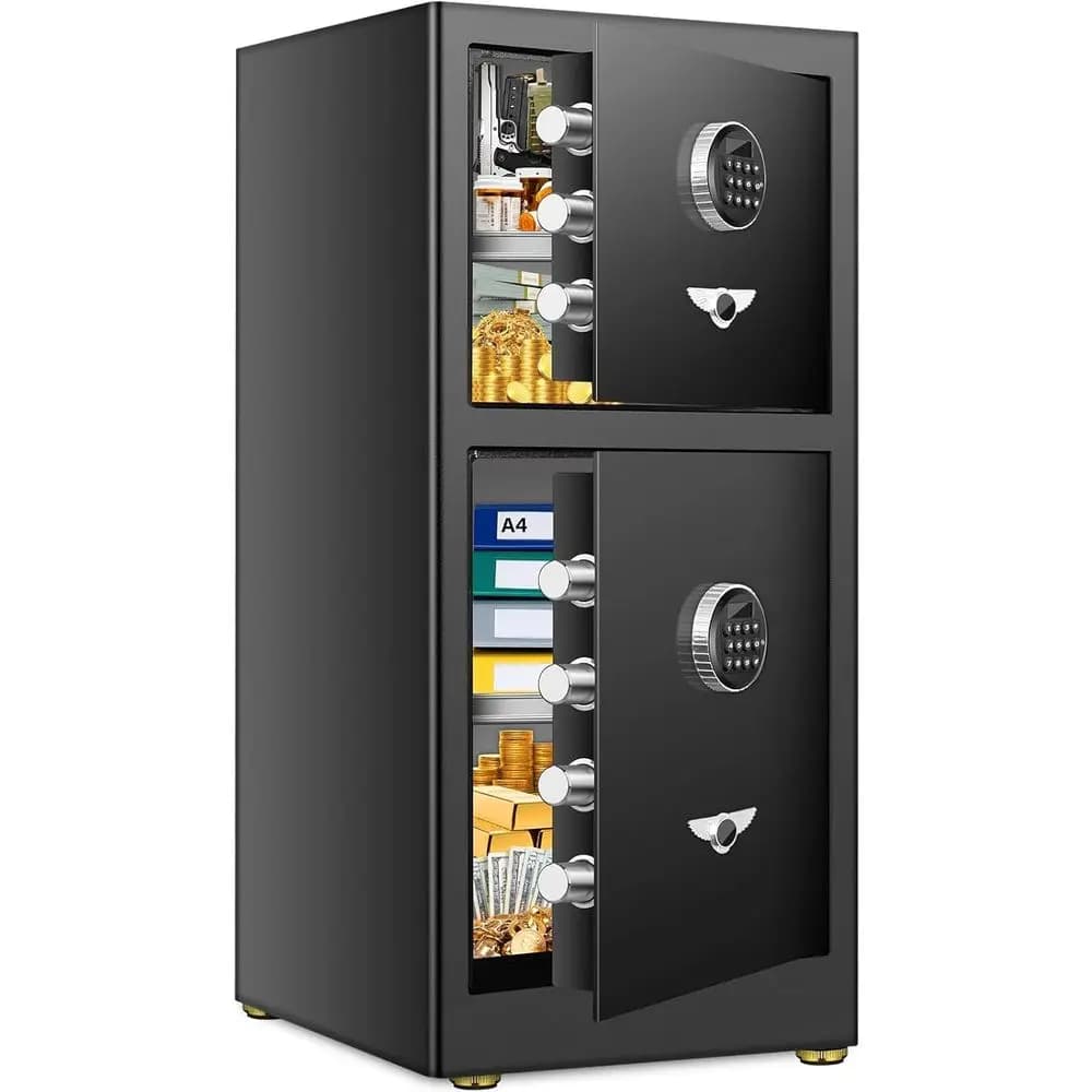 Cassaforte di Sicurezza XL a Doppia Porta Alta 35,4 Pollici con Scomparto Nascosto, Tastiera Digitale e Doppio Allarme per Casa o Ufficio