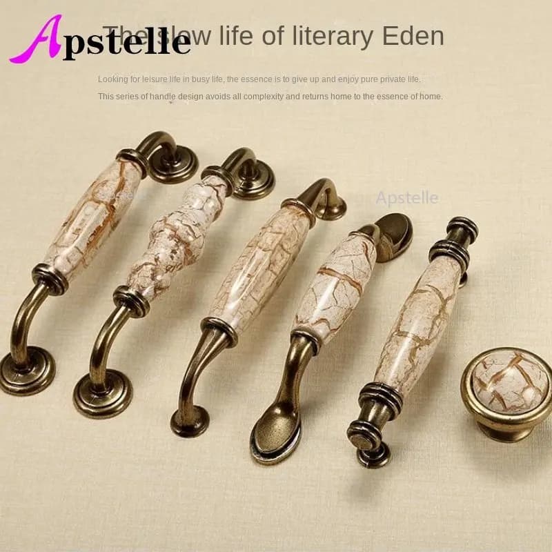 Apstelle maniglie per armadietti in ceramica bronzo europeo manopole per cassetti in lega di zinco maniglie per porte dell'armadio maniglia per mobili