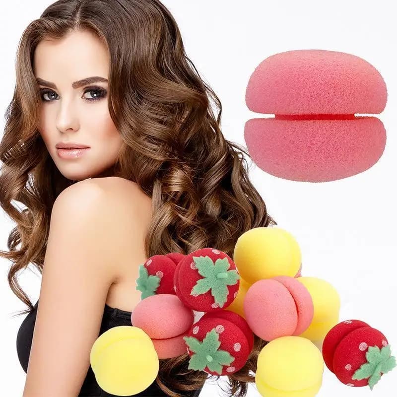 6 pieces new sponge bigodino foam strawberry ball cute big wave patterning tool accessories are very soft without damaging hair