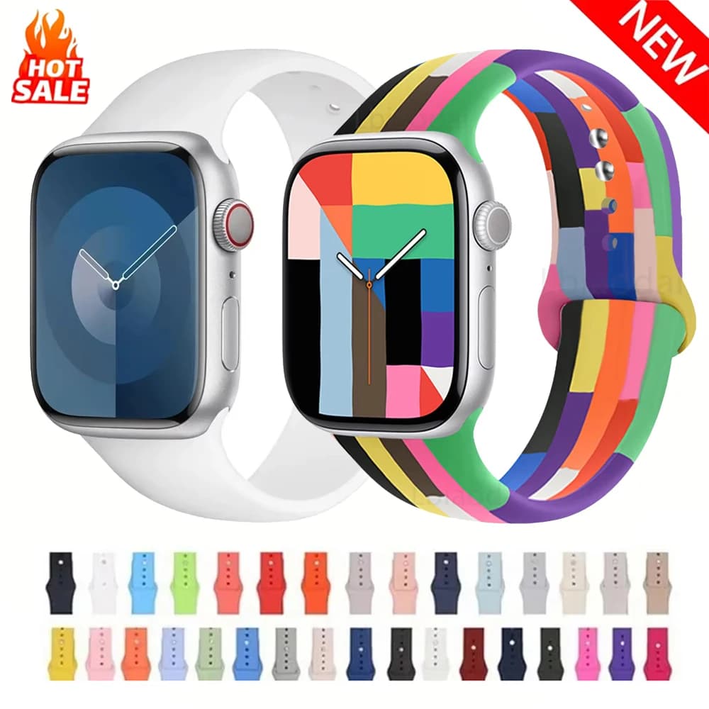 Silicone strap for Apple Watch 44mm 49mm 40mm 41mm 46mm 42mm 45mm 38mm sports bracelet series iWatch 10 9 8 7 5 SE ultra 2