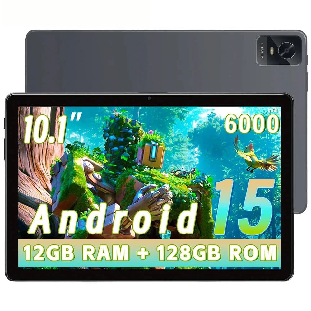 2025 Tablet Android 15, Tablet PC Octa-core da 10,1", Espandi 12 GB 128 GB 1 TB, Batteria da 6000 mAh, Tablet con doppia fotocamera da 5 MP + 13 MP
