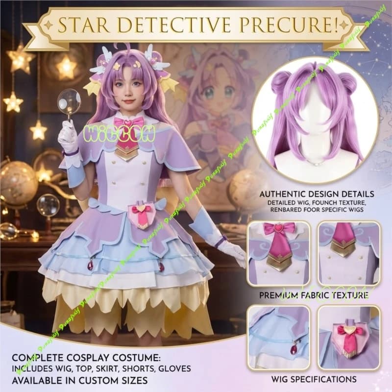 Costume Cosplay Detective Pretty Cure, Daily Clothing Akira Anna, Outfit Anime for Women and Girls, Halloween Party Dress