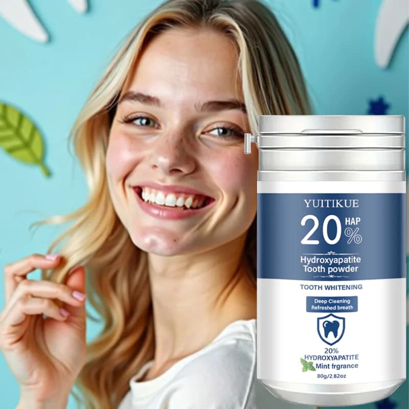 YUITIKUE Powder Dentifricia with 20% Hydrossiapatite (HAP) | Fragrance of Menta | Deep Cleansing and Whitening of Tooths 80g