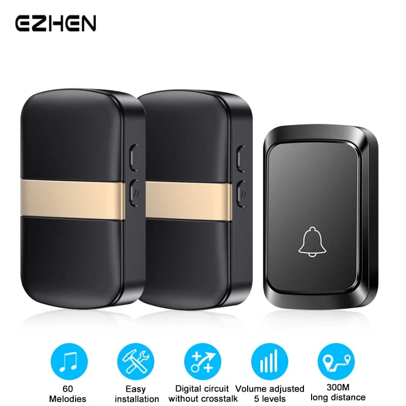 Campanello senza fili Benvenuto domestico Campanello intelligente 60 brani Tipo di batteria Campanello Promemoria chiamate Flash LED Allarme di sicurezza domestica