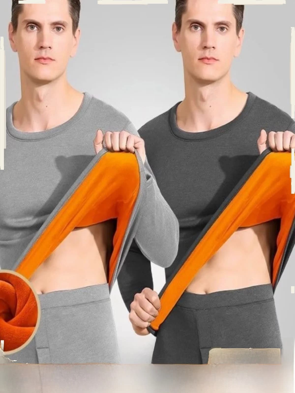 Men winter thermal underwear set, extra large, thickened fleece, cold protection, red color, large size