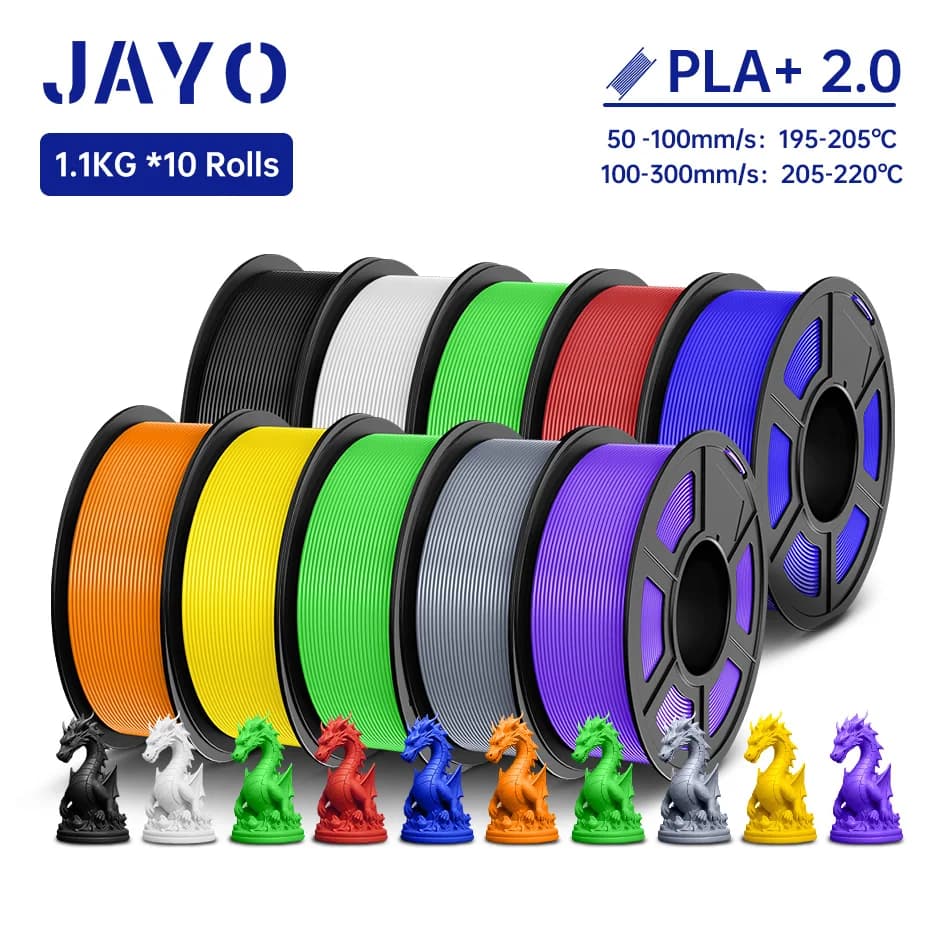 3D JAYO PLA + 2.0 10 Rolls Update PLA plus 3D Printer Filament 3D Printing Material ordered for FDM Multicolor