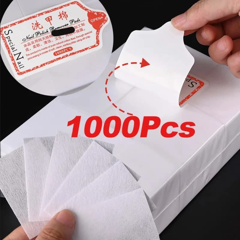 100/500/600/1000Pcs Professional Lint-Free Cotton Pads 100% Gel Clean Manicure Pads Lint-Free Wipes Cleaner Nail Cleaning 2030
