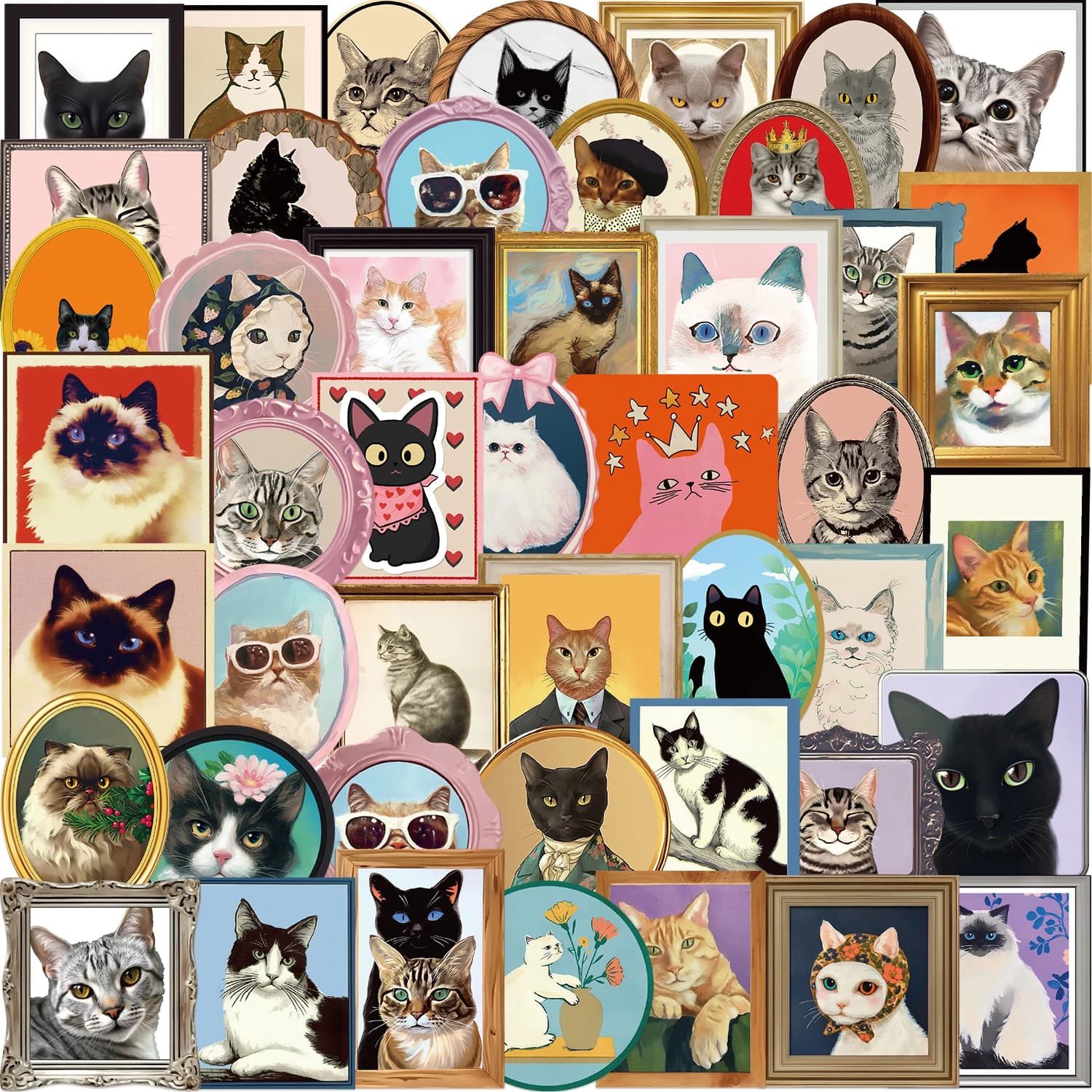 50/100 pezzi adesivi gatto carino vintage decalcomanie gatto kawaii custodia per telefono fai da te notebook scrapbook telefono adesivi impermeabili in PVC