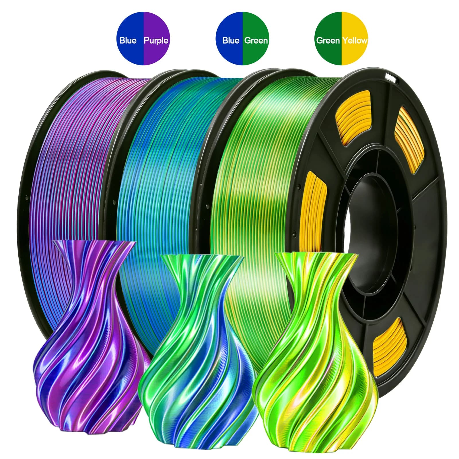 Filament PLA Bicolor for 3D Printer 1.75mm 250g, High Precision Printing Material for Most FDM 3D Printers