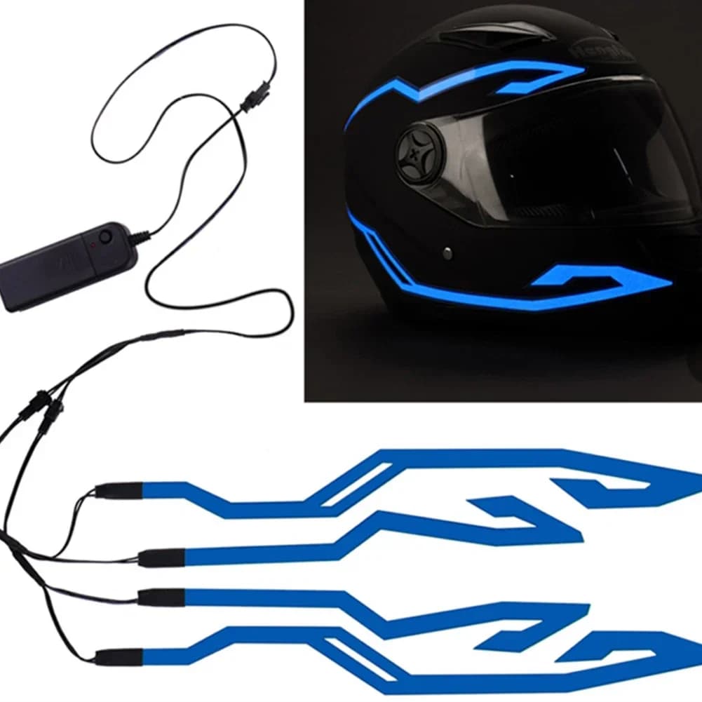 Motorcycle Bike Helmet 4 In 1 With Cold LED Light Cold Waterproof With EL Spia Adhesive Motorcycle Night Guide Accessories