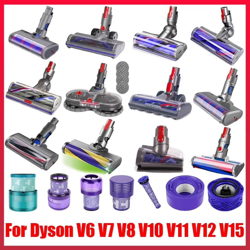 Spazzola e Filtro di Ricambio per Aspirapolvere Dyson Serie V6 V7 V8 V10 V11 V12 V15 DC, Spazzola per Tappeti e Pavimenti Duri