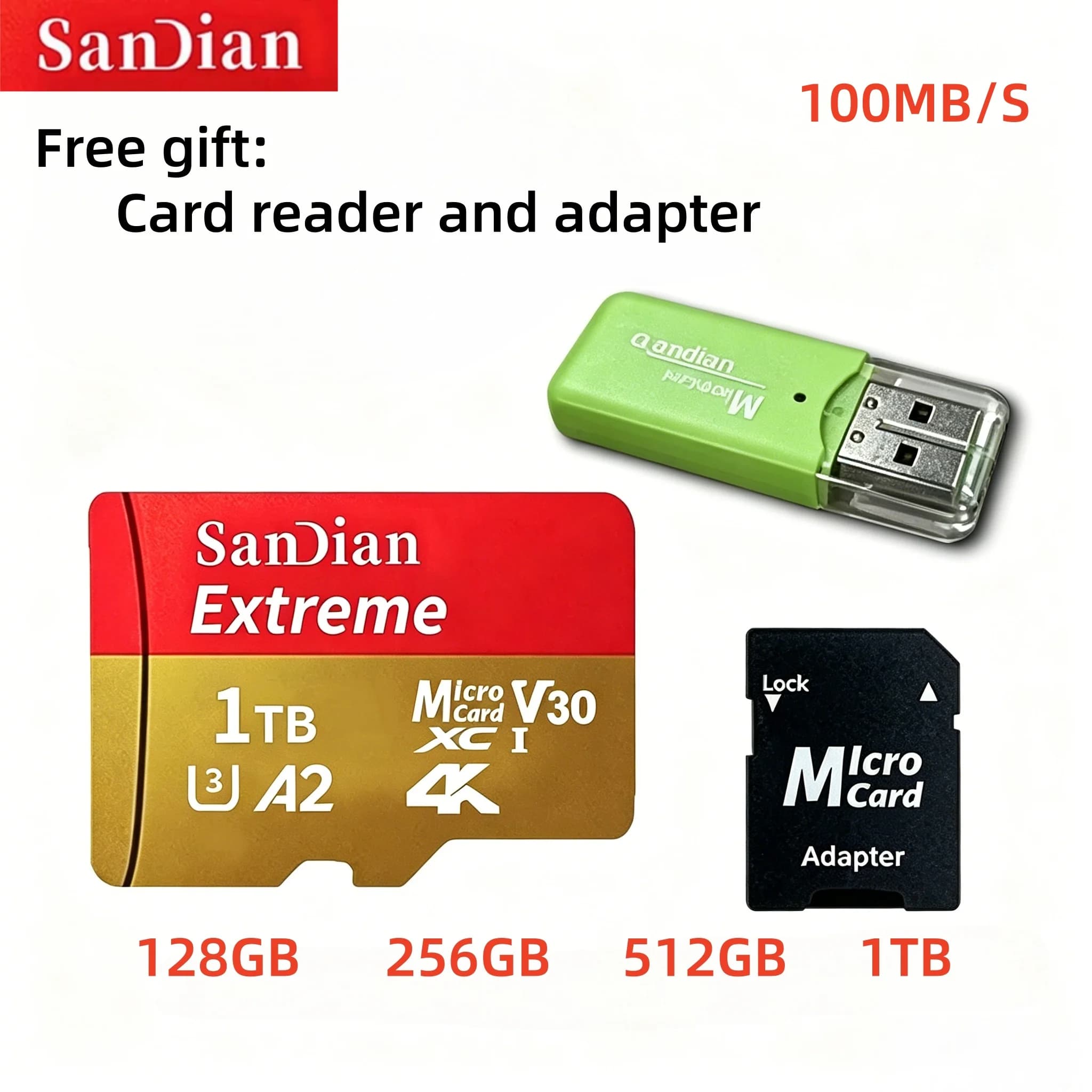 Original Memory Card 128GB 256GB 512GB 1TB, High Speed Micro SD 100MB/s with Phone Adapter, Camera, Drone, PC 2026