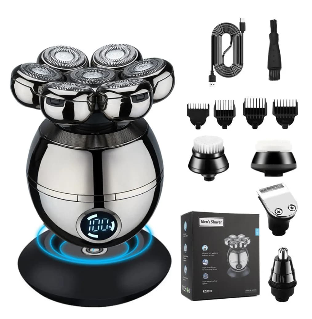 7D Electric Shaver Floating Cutting Head Rechargeable Base Men's Portable Barba Trimmer Clipper Skull Shaving Waterproof