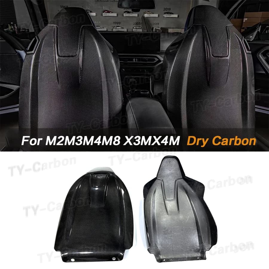 Coperture posteriori per sedili in fibra di carbonio a secco Trim per BMW G80 M3 G82 G83 M4 G87 M2 X3M F97 X4M F98 2021-2024 Coprisedile interno per auto Bodykit